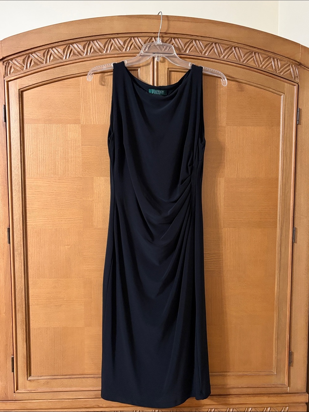Lauren Ralph Lauren Black Sleeveless Draped Midi Dress